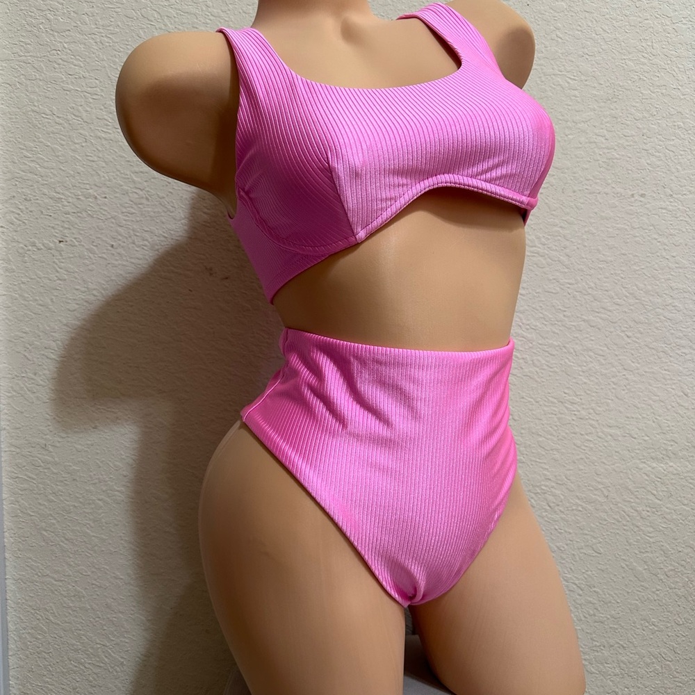 Pink Victoria’s Secret Ribbed Bikini Set
